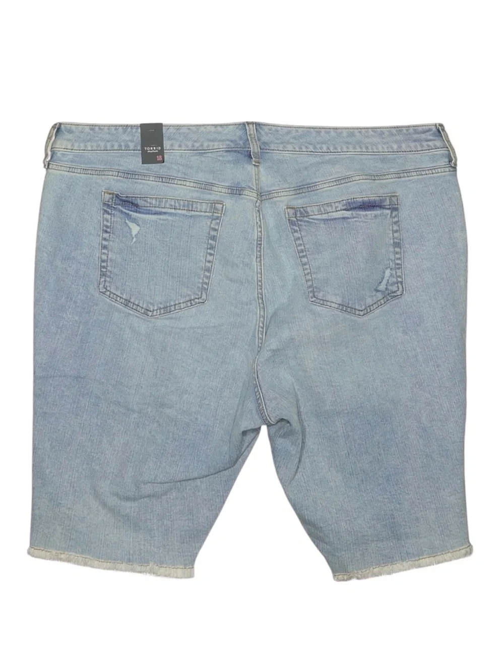 Torrid Size 18 Bermuda Shorts Distressed Light Wash Stretch Denim NWT